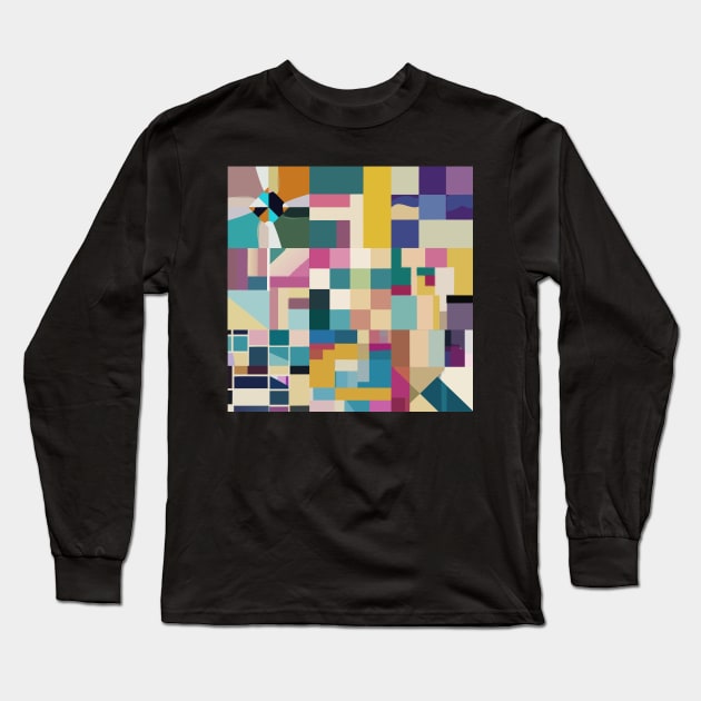 a t-shirt with an abstract color block design, a harmonious combination of subdued colors, to create a contemporary yet office-friendly look. Long Sleeve T-Shirt by goingplaces